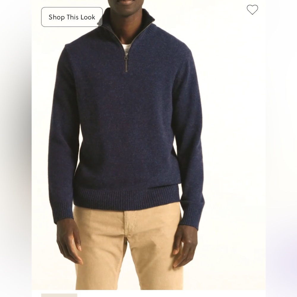 NWT J.Crew Men’s Knit Wool Half Zip Pullover Size Small Navy Blue